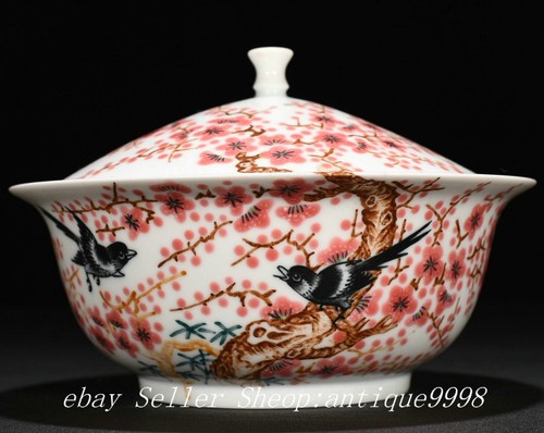 Ancienne tasse à thé tasse à thé porcelaine motif oiseau fleur points de vente plunée famille dynastie de Chine