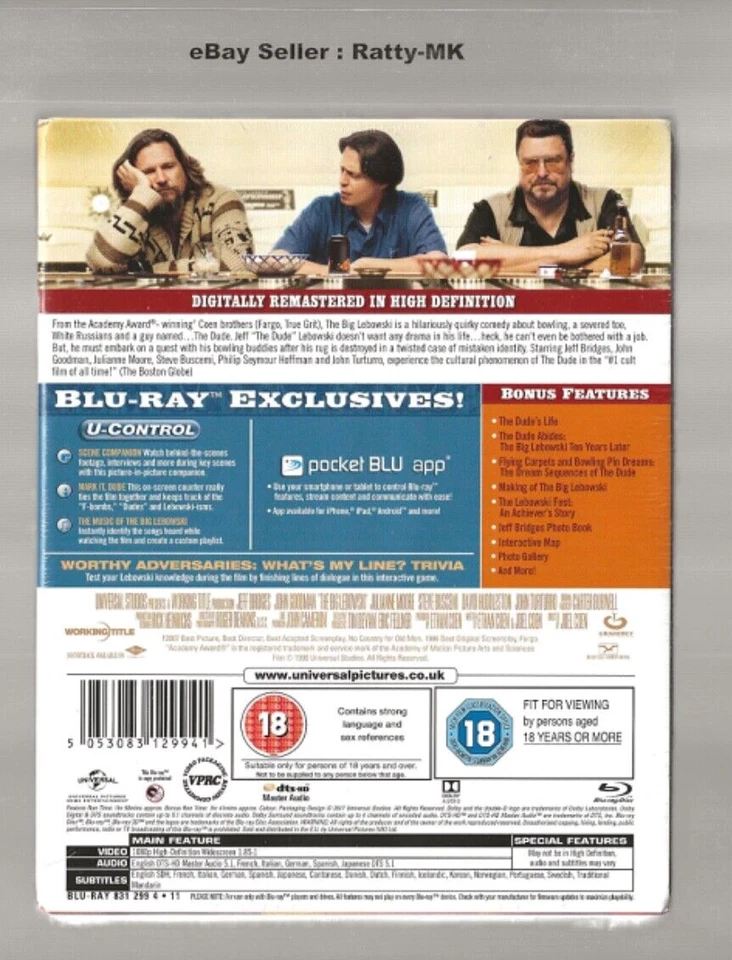 THE BIG LEBOWSKI - UK EXCLUSIVE BLU RAY STEELBOOK - NEW & SEALED - Image 2 of 4