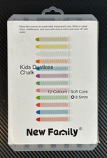 New Family Kids Dustless Chalks Soft Core 8.5MM 12 Colors with Box