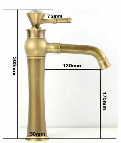 Monoblock Waschtisch Waschtisch Gold Schwarz Hoch Diamant Mischbatterie Pop Up Gold Messing Chrom - Bild 13 von 19