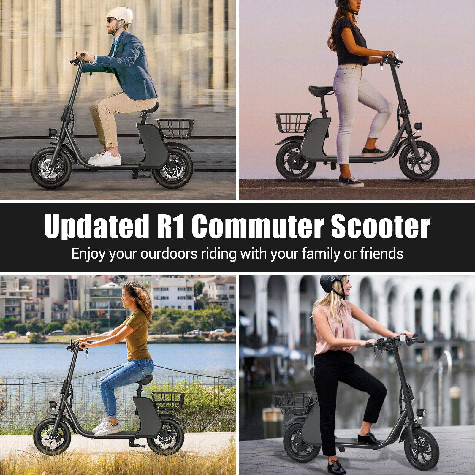450W Ebike Sports Electric Scooter With Seat Electric Moped For Adult Commuter