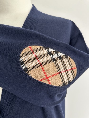Burberry Dornoch Wool Navy Elbow Patch Cardigan Sweater Medium RRP £620 NWT - Picture 3 of 14