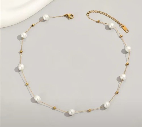 Elegante Perlenkette aus Perlenimitat - Zinklegierung mit Barock Design - Bild 3 von 5
