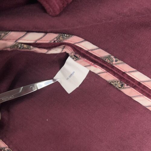 Vintage Gap Jacket Womens Medium Burgundy Corduroy Trench Double Breasted Belted - Picture 13 of 15