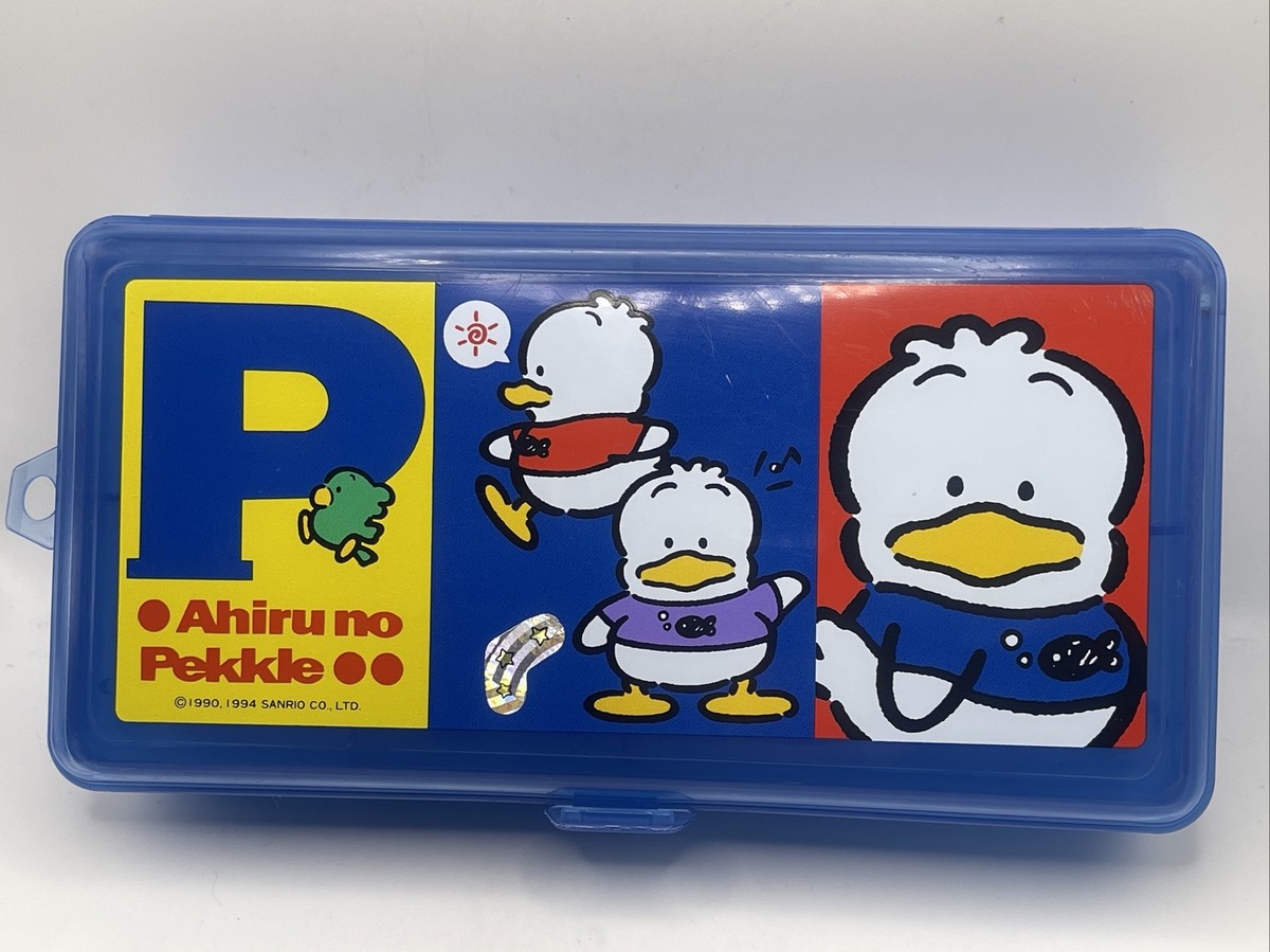 VINTAGE Ahiru no Pekkle Pencil Box Container 90's Sanrio Organizer