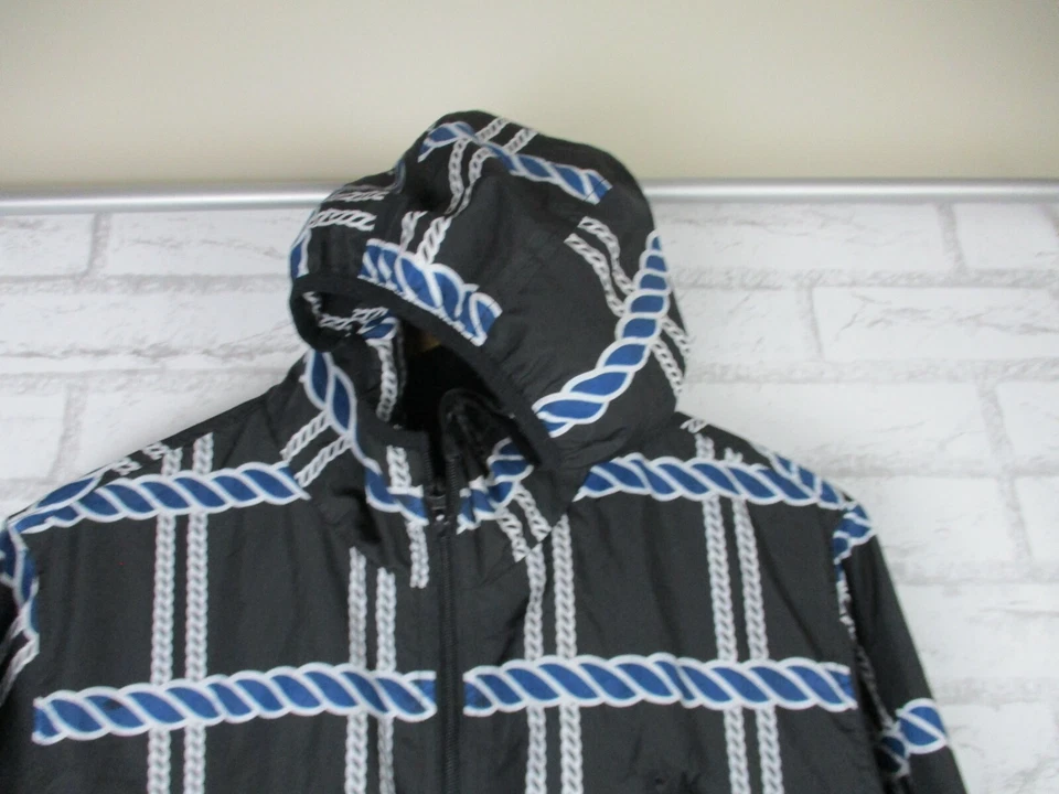 Franklin Marshall F&M Chaqueta Azul Blanco Cuerda L Para Hombre Con Capucha Cremallera Completa Bolsillos Foto 4 de 4