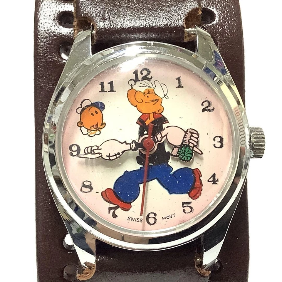 Orologio Popeye Swee'Pea Retro Uomo Carica Manuale Argento 34mm Vintage Anni ... - Immagine 3 di 4