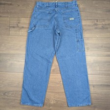 Jeans da falegname blu vintage Wrangler larghi hip-hop skater gamba dritta W34 L32