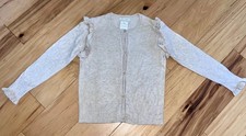 ZARA GIRLS BEIGE CARDIGAN SWEATER SIZE 7 EXCELLENT COND LD4