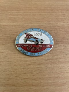 Stock Car Metal Pin Badge Mike Parker Promotions Rochdale Nelson Blackburn W/C
