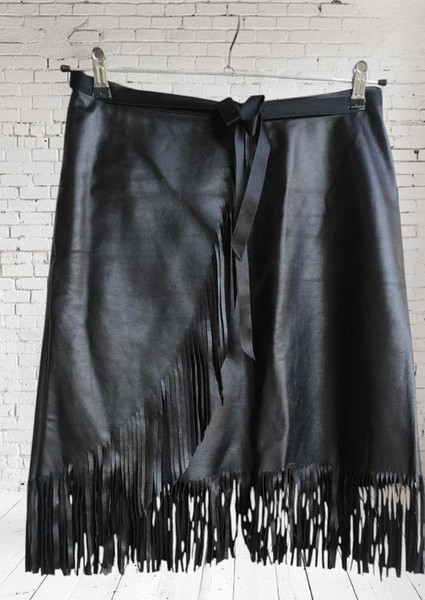 Women Moschino Skirt Black Leather 48 / 4XL / 56