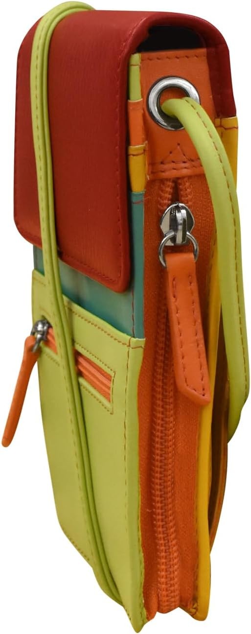 ili New York 6827 Genuine Leather Crossbody Organizer with RFID Citrus 