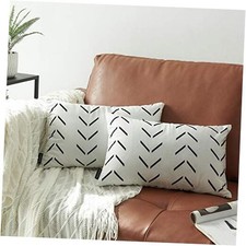 Set of 2 Lumbar Pillow Covers 12 x 20 inches Boho 20" x 12" Pack of 2 White