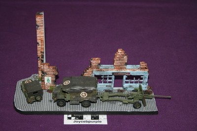Matchbox Morris C.8 MkII, 17pdr Gun & Jeep Maßstab 1:76 Modell Fertig Diorama.