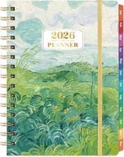 2026 Weekly Monthly Planner Jan-Dec 6.4x8.5 Calendar Tabs Green Cover Organizers