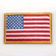 USA AMERICAN FLAG EMBROIDERED PATCH bronze gold border