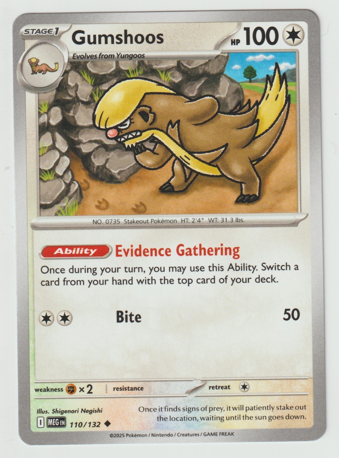 Pokémon TCG Gumshoos 110/132 Me01: Mega Evolution Regular NM