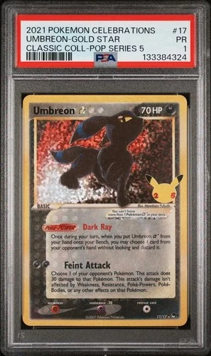 PSA 1 Pokémon Umbreon Gold Star 17/17 Celebrations Classic Coll Holo Pop 4
