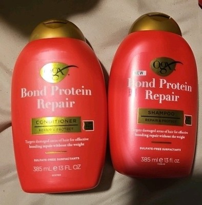 OGX Bond Protein Repair Shampoo Conditioner Set 13oz Each Sulfate Free Damaged