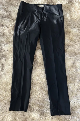 Pantaloni eleganti Burberry London donna neri piatti davanti gamba dritta US 6 vita 34