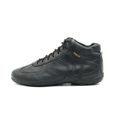 Geox Herren Respira Sneaker Schwarz Leder Mittel High-Top-Sneaker EU 41