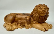 Lion & Lamb Carved Statue Holy Land Bethlehem Religious Christianity