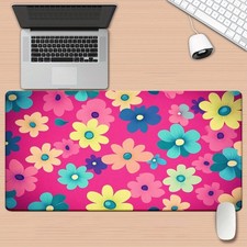 40 90cm XXL Non-Slip Rubber Base Mouse Pad - Vibrant Small Flowers on Pink Backg