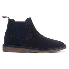 Image of Hush Puppies Mens Boots Blue Adults Chelsea Navy Suede Pull On Shaun SIZE