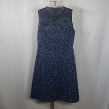 T Tahari Blue Sleeveless Textured Floral Dress - SZ 2