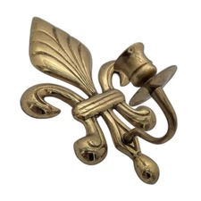 Vtg Brass Fleur-de-Lis Wall Candle Holder Sconce Large Regency Baroque Rococo