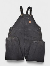 Carhartt Bibs Mens 3XL Black Duck Canvas Overalls Quilt Lined Workwear R027