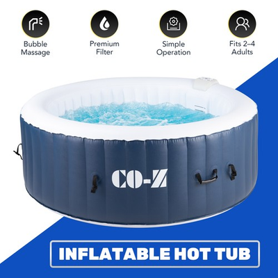 #ad #ad Round Inflatable Hot Tub Portable 130 Air Jet w. Pump amp; Cover 4 6 Person Blue $399.99
