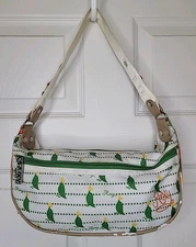 Roxy Y2K 90s Logo Bird Print Satchel Mini Duffle Canvas Purse Tote READ