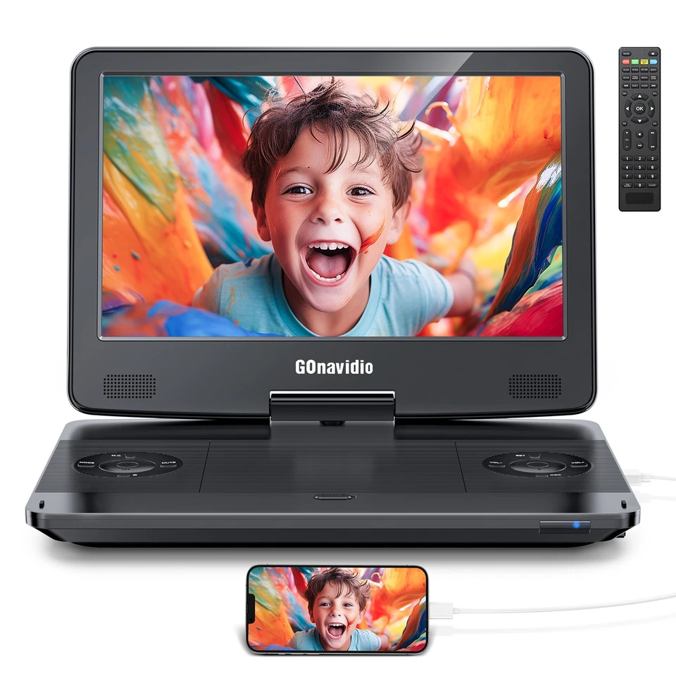 15.6" Portable Blu Ray DVD Player w/ 13.3'' Sync Screen Rechargeable USB HDMI AV - Image 3 of 4