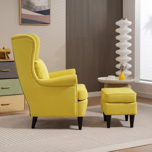DecHome Poltrona con Poggiapiedi Stile Contemporaneo Tessuto e Legno 75x83x104 G - Foto 9 di 9
