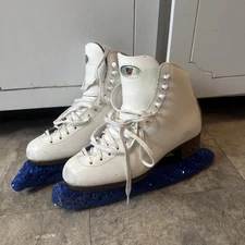 RIEDELL Women's White Leather Boot Figure Ice Skates, Model 117 Size 7