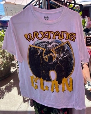 Wu Tang Clan Men's T-Shirt Large White with Yellow and Black Writing Graphic