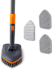 Tile Tub Scrubber Brush w/3 Different Function Cleaning Heads  56" Extendable H