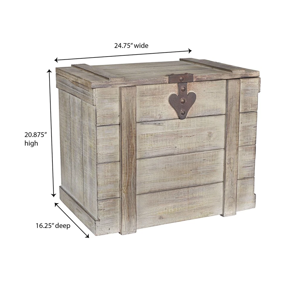 Baúl decorativo, estilo victoriano, acabado madera envejecida y detalles metálicos, con F... Foto 3 de 4