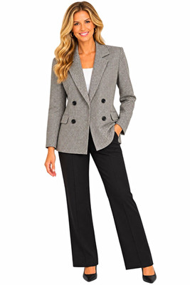 Windsor Women s Gray Blazer S Button Front Long Sleeve Mid-Length Solid