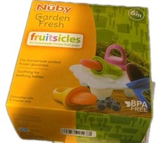 Nuby Garden Fresh Fruitsicle Frozen Pop Tray Teething Multicolored BPA Free NEW