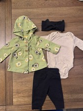 Carter’s/Old Navy Baby Girl Outfit Set 0-3 Months Floral Cardigan Outfit W/ Bow