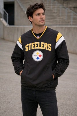 Pittsburg Steelers NFL Apparel V-neck Pullover Windbreaker Vented Jacket Large