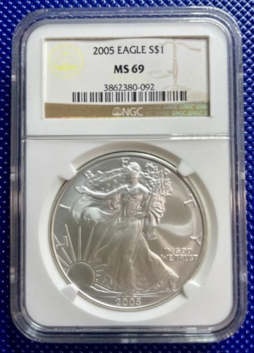 2005 ~ Silver Eagle S$1 ~ NGC MS69 ~ #3862380-092