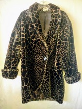 Vintage Donnybrook Faux Fur Coat Wild Animal Giraffe Leopard Cheetah Size 8