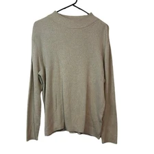 Karen Scott Women’s Ribbed Mock Neck Sweater Size XXL Tan Minimalist Normcore