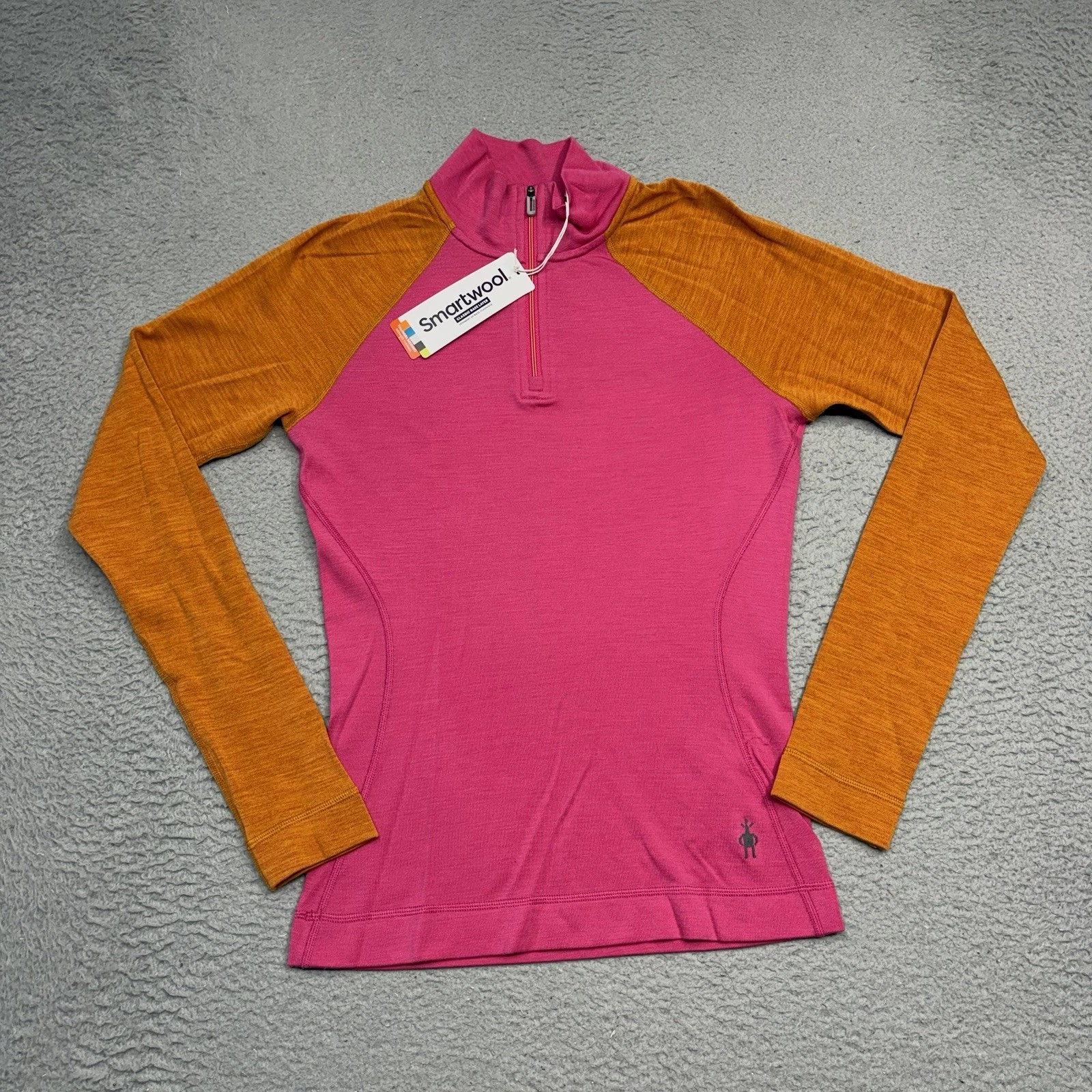 Smartwool Merino Wool Thermal Base Layer Womens Small Pink 1/4 Zip Pullover