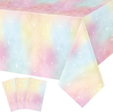 3 Pcs Pastel Rainbow Tablecloths Birthday Decorations Pastel Table Cloths for Pa