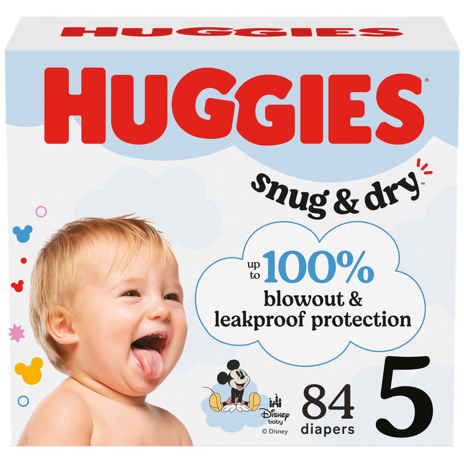 84 Count Huggies Size 5 Diapers, Snug & Dry Baby Diapers, Size 5 (27+ lbs),