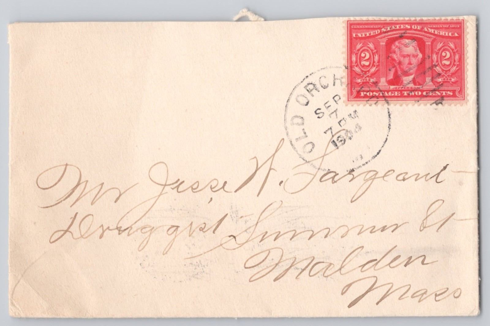 Malden, Massachusetts, Station flag cancel on cover, Un 1904 Postal History